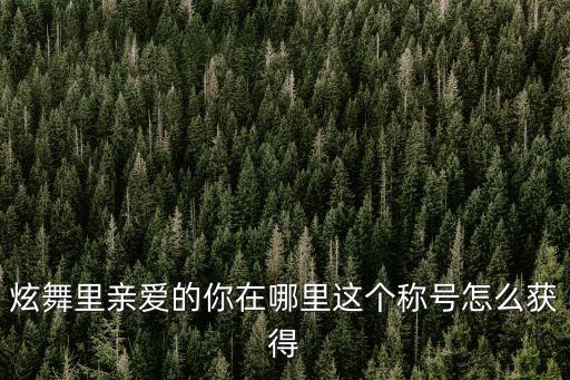 莲花舞队  亲爱的你在哪里，炫舞称号亲爱的你在哪里怎么获得