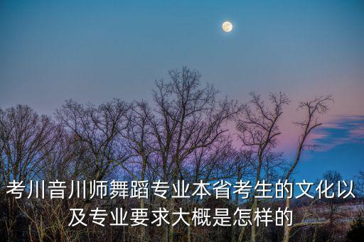 考川音川师舞蹈专业本省考生的文化以及专业要求大概是怎样的