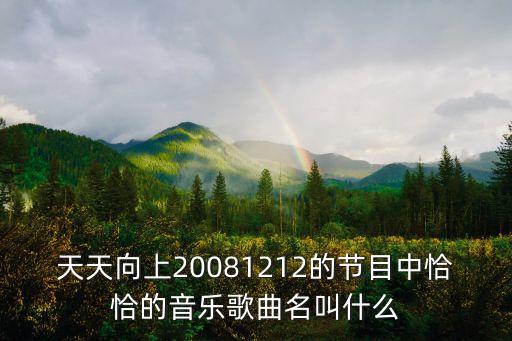 天天向上20081212的节目中恰恰的音乐歌曲名叫什么