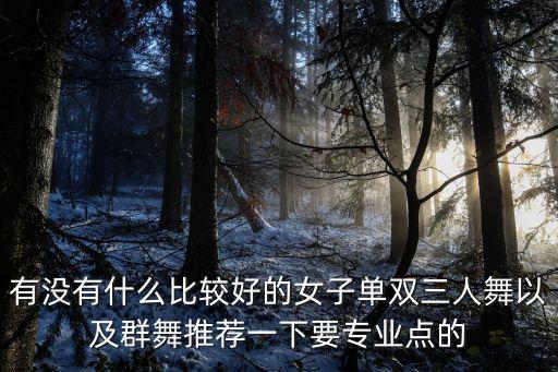 有没有什么比较好的女子单双三人舞以及群舞推荐一下要专业点的
