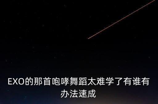 EXO的那首咆哮舞蹈太难学了有谁有办法速成