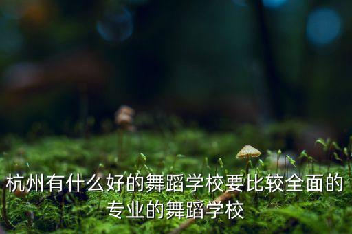杭州舞蹈机构推荐，杭州有什么舞蹈学校