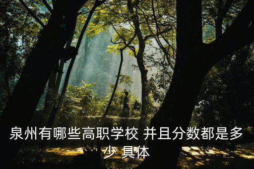 泉州有哪些高职学校 并且分数都是多少 具体
