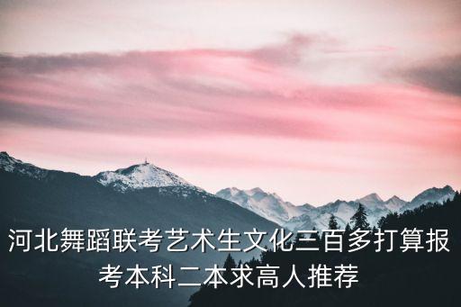 河北舞蹈联考艺术生文化三百多打算报考本科二本求高人推荐
