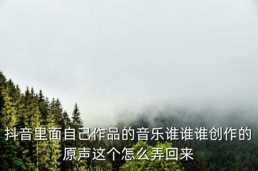 抖音里面自己作品的音乐谁谁谁创作的原声这个怎么弄回来