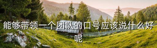 能够带领一个团队的口号应该说什么好呢