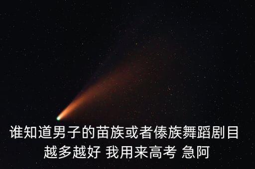 谁知道男子的苗族或者傣族舞蹈剧目 越多越好 我用来高考 急阿