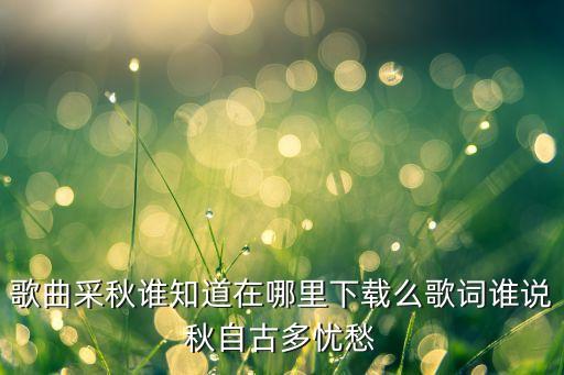歌曲采秋谁知道在哪里下载么歌词谁说秋自古多忧愁