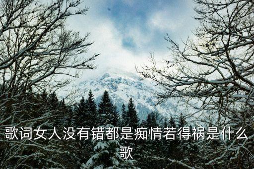 女人没有错都是男人惹的祸什么歌，歌词不是女人的错是男人惹的祸谁唱的