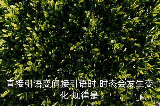 直接引语变间接引语时 时态会发生变化 规律是