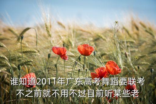 谁知道2011年广东高考舞蹈要联考不之前就不用不过目前听某些老