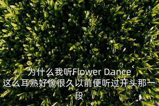 为什么我听Flower Dance这么耳熟好像很久以前便听过开头那一段