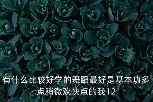 有什么比较好学的舞蹈最好是基本功多点稍微欢快点的我12