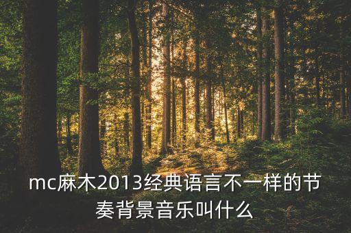 mc麻木2013经典语言不一样的节奏背景音乐叫什么