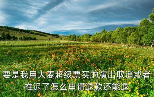 要是我用大麦超级票买的演出取消或者推迟了怎么申请退款还能退