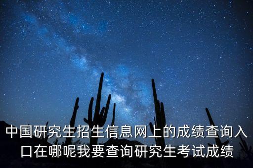中国研究生招生信息网上的成绩查询入口在哪呢我要查询研究生考试成绩
