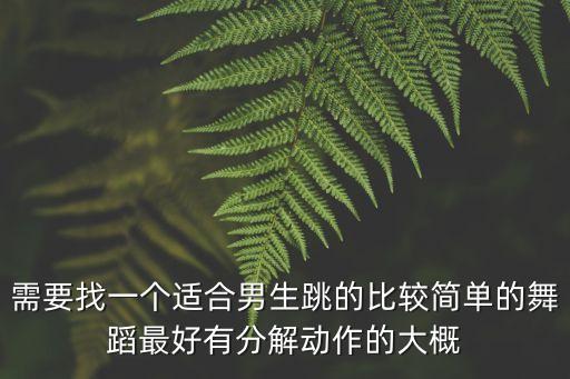 需要找一个适合男生跳的比较简单的舞蹈最好有分解动作的大概