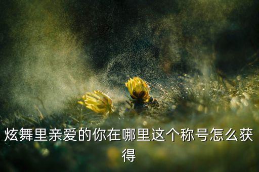 炫舞里亲爱的你在哪里这个称号怎么获得