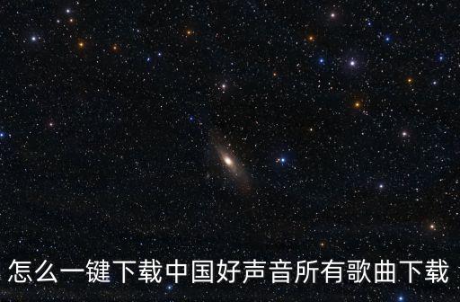 怎么一键下载中国好声音所有歌曲下载