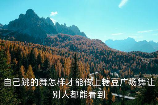自己跳的舞怎样才能传上糖豆广场舞让别人都能看到