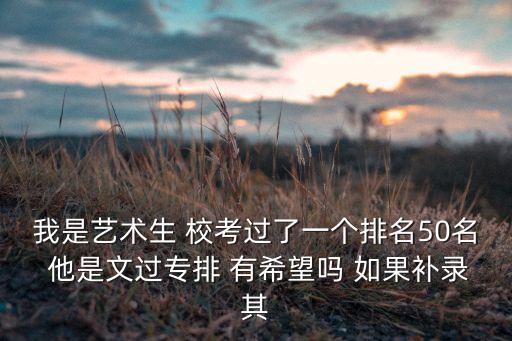 我是艺术生 校考过了一个排名50名 他是文过专排 有希望吗 如果补录其
