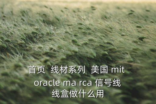 美国mit最顶级音响线，首页  线材系列  美国 mit oracle ma rca 信号线线盒做什么用