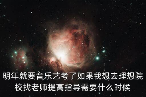 明年就要音乐艺考了如果我想去理想院校找老师提高指导需要什么时候