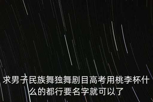 少儿民族舞是什么杯，求男子民族舞独舞剧目高考用桃李杯什么的都行要名字就可以了