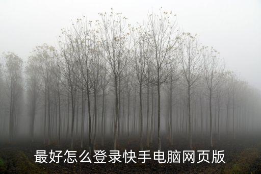 最好怎么登录快手电脑网页版