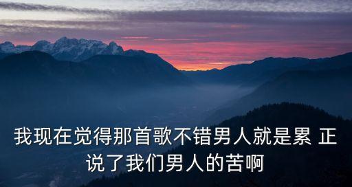 男人就是累这首歌表达了什么意思，有首歌叫男人就是累我想问问大家伙儿男人为什么要活的那么累里