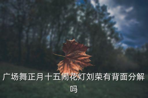 正月十五跳什么广场舞 百度，广场舞正月十五闹花灯刘荣有背面分解吗