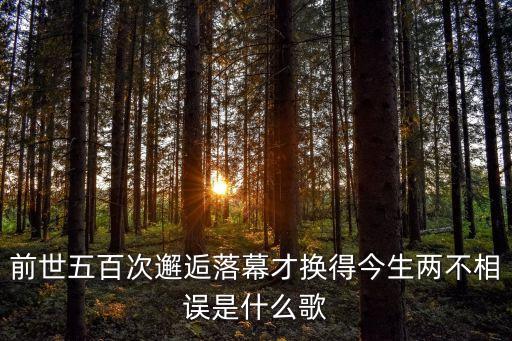 前世五百次邂逅落幕才换得今生两不相误是什么歌