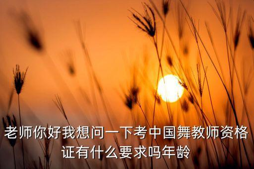老师你好我想问一下考中国舞教师资格证有什么要求吗年龄