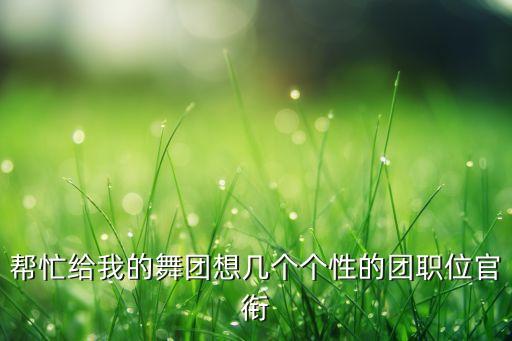 帮忙给我的舞团想几个个性的团职位官衔
