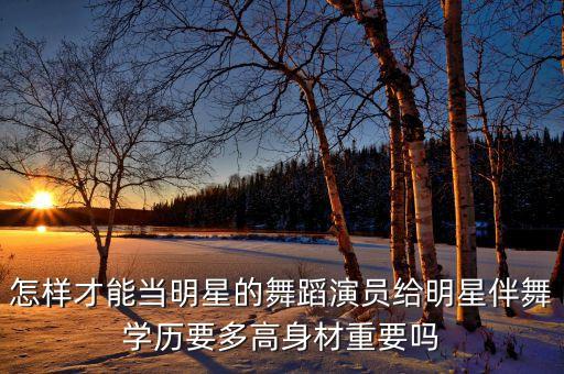 怎样才能当明星的舞蹈演员给明星伴舞学历要多高身材重要吗
