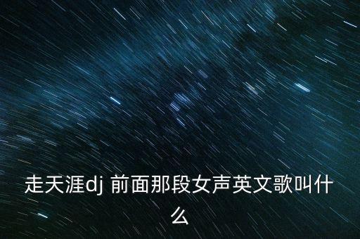 走天涯dj 前面那段女声英文歌叫什么