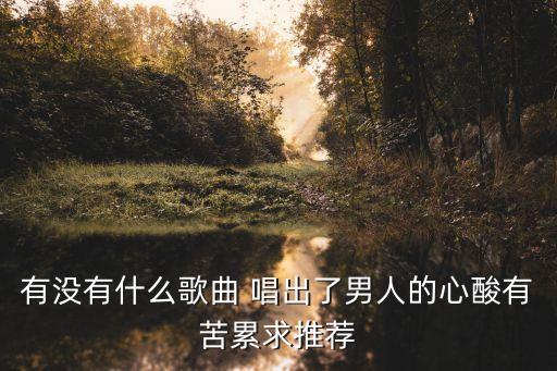 什么歌里有男人的苦，诉说男人苦的歌