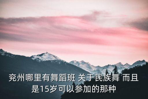 兖州哪里有舞蹈班 关于民族舞 而且是15岁可以参加的那种