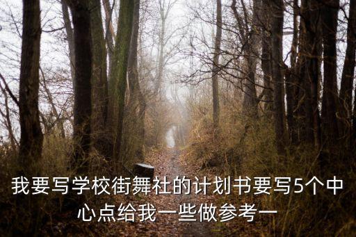 我要写学校街舞社的计划书要写5个中心点给我一些做参考一