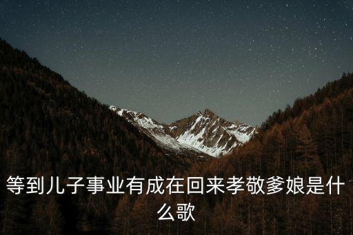等到儿子事业有成在回来孝敬爹娘是什么歌