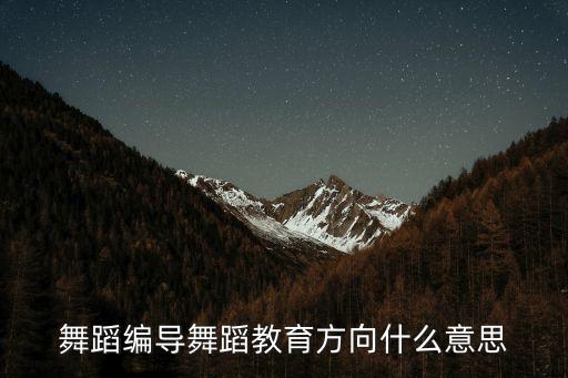 舞蹈编导舞蹈教育方向什么意思