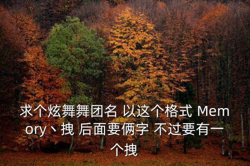 求个炫舞舞团名 以这个格式 Memory丶拽 后面要俩字 不过要有一个拽