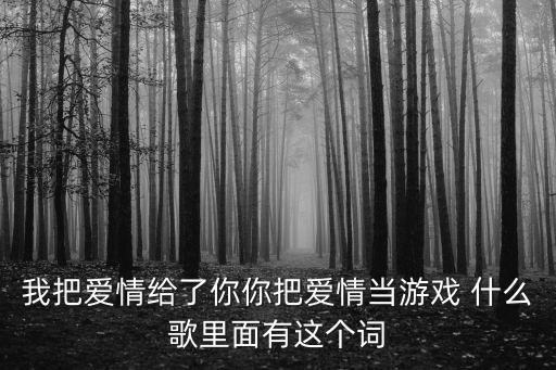 我把爱情给了你你把爱情当游戏 什么歌里面有这个词