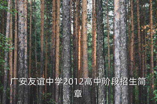 高中生招生简章，广安友谊中学2012高中阶段招生简章