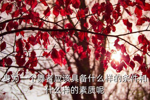 身为一个舞者应该具备什么样的条件和什么样的素质呢