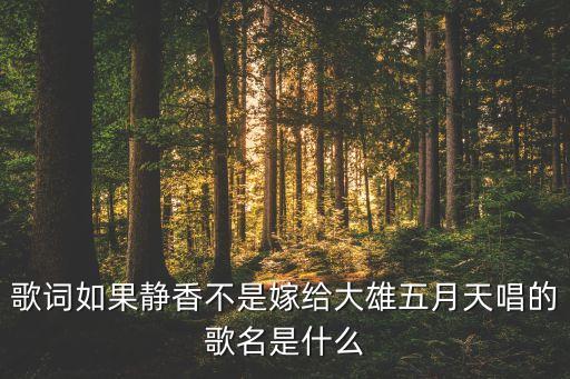 歌词如果静香不是嫁给大雄五月天唱的歌名是什么