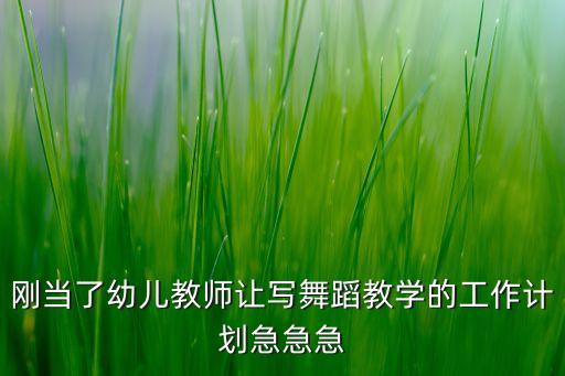 刚当了幼儿教师让写舞蹈教学的工作计划急急急