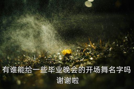有谁能给一些毕业晚会的开场舞名字吗 谢谢啦