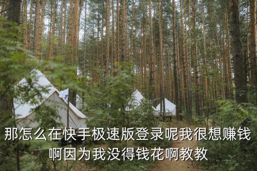 那怎么在快手极速版登录呢我很想赚钱啊因为我没得钱花啊教教