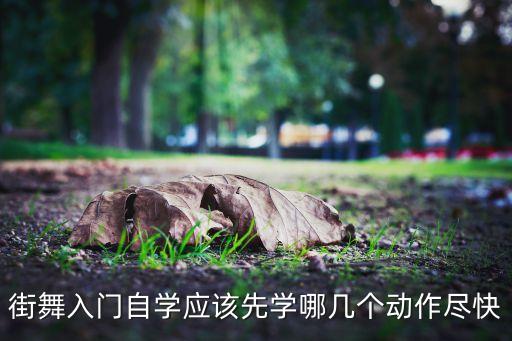 街舞入门自学应该先学哪几个动作尽快